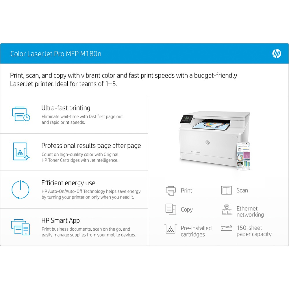 HP Color LaserJet Pro MFP M180n printer — compatible cartridges at FetchInk